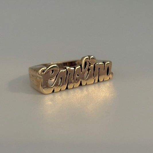 Vintage “Carolina” Name Ring - 14K Solid Gold