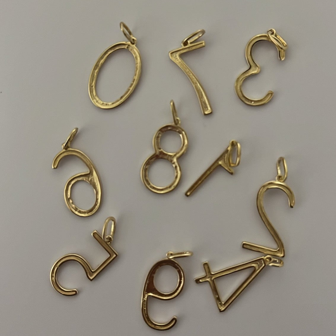 14K solid gold Number charms