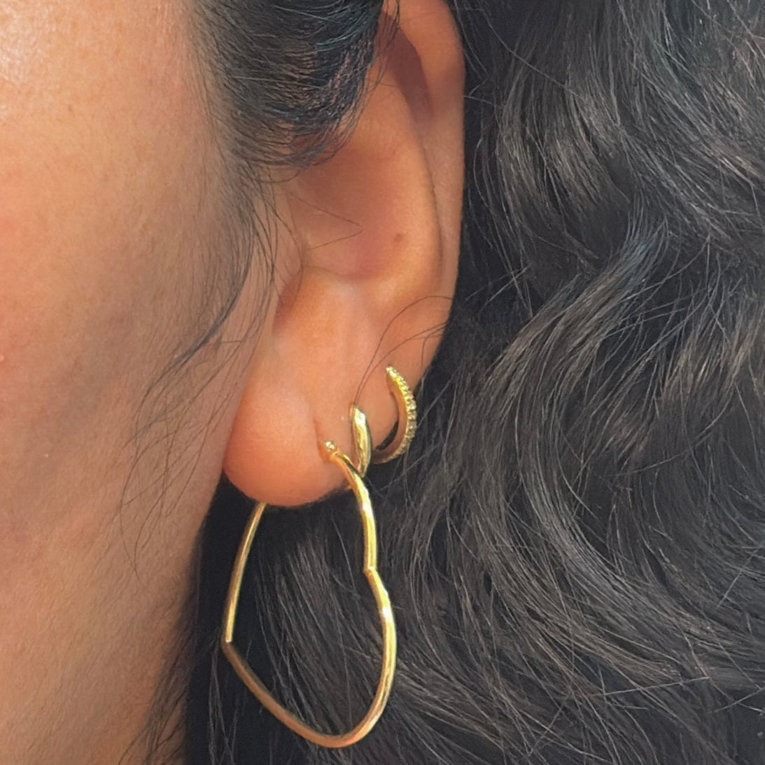 14K Gold Large Heart Hoop Earrings