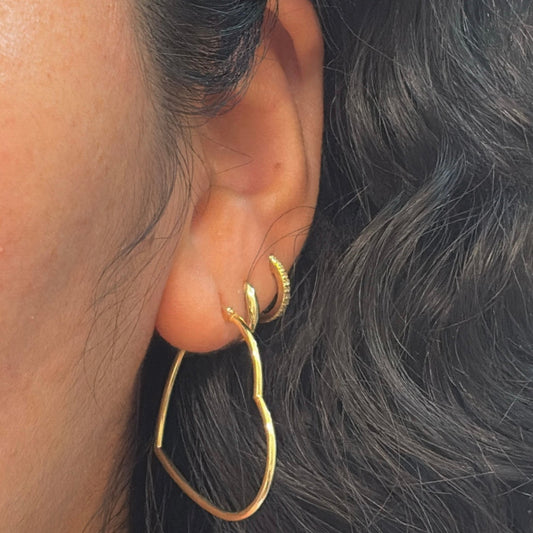 14K Gold Large Heart Hoop Earrings