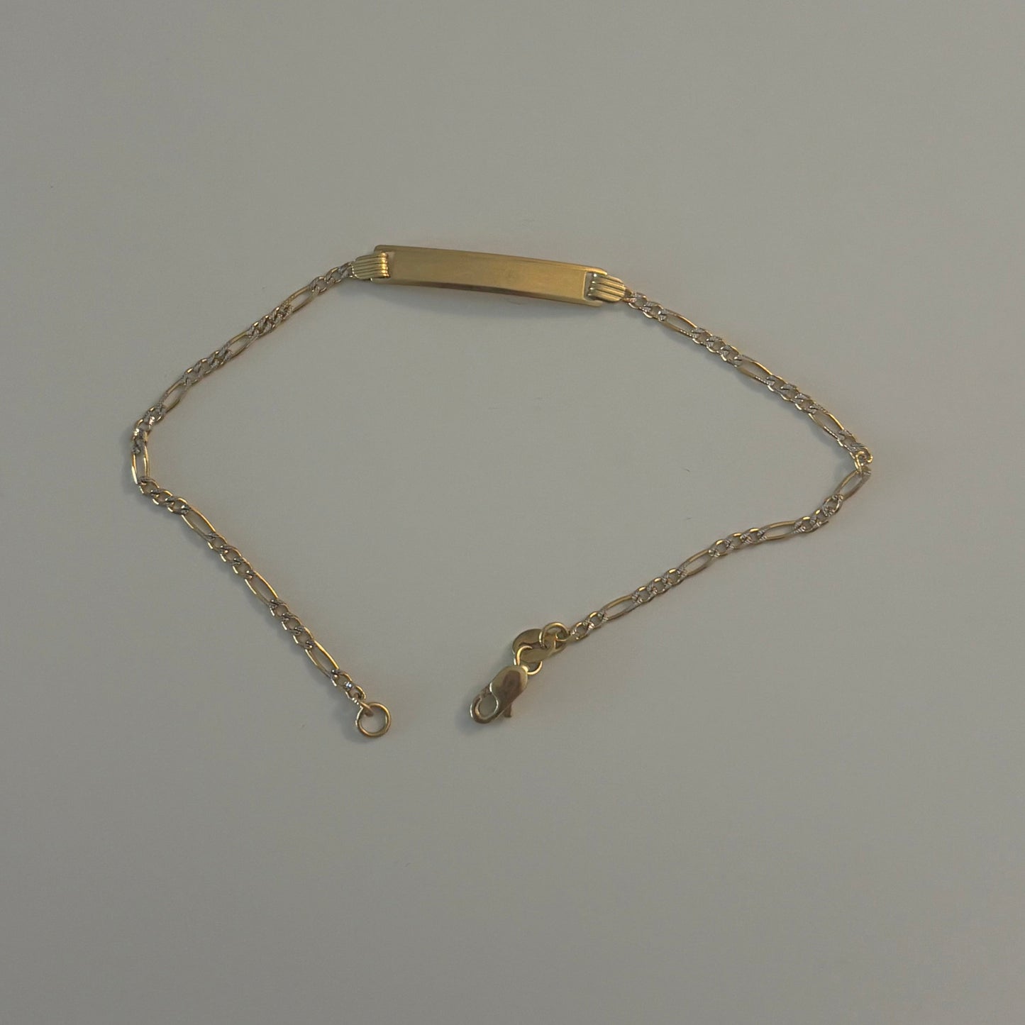 14K Gold Diamond Cut Figaro ID Bracelet – Engravable Nameplate Bracelet