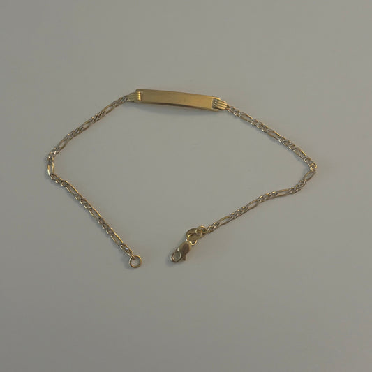 14K Gold Diamond Cut Figaro ID Bracelet – Engravable Nameplate Bracelet