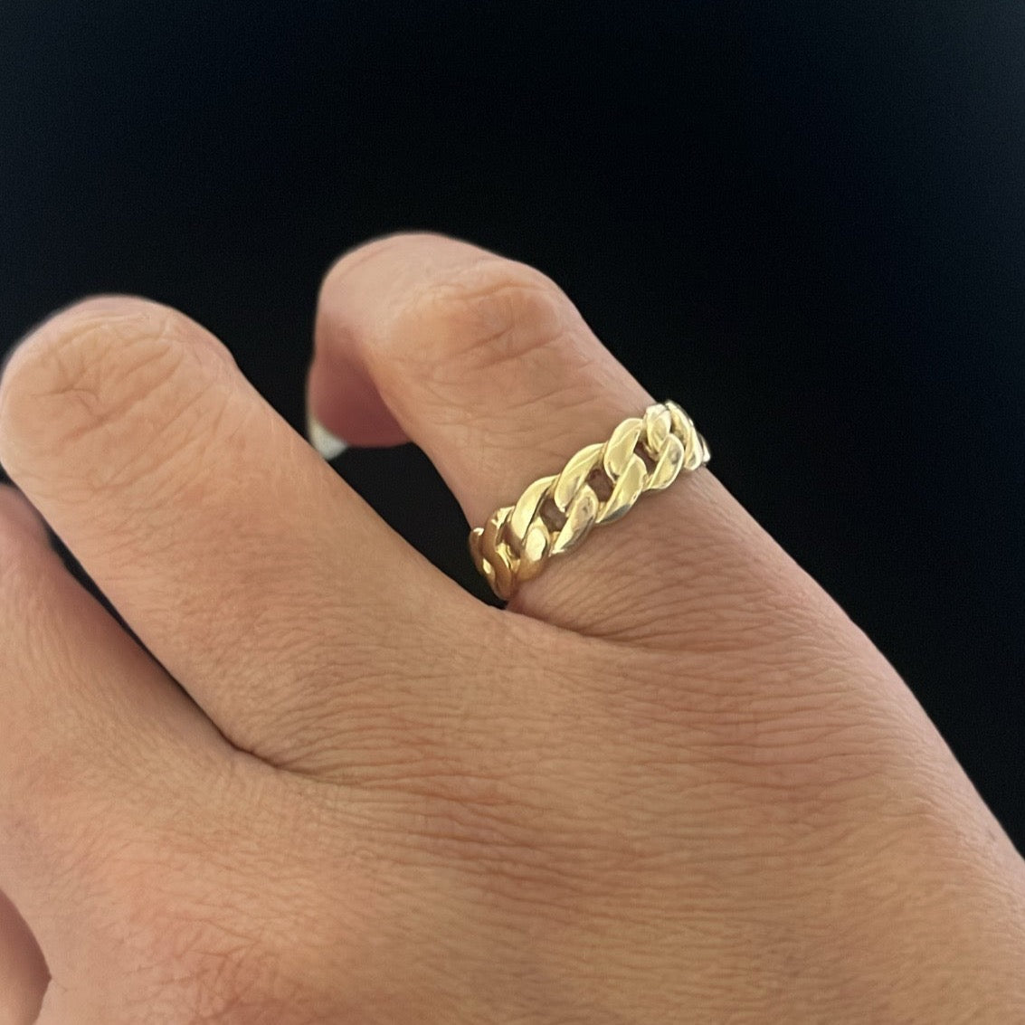 14k solid gold cuban ring