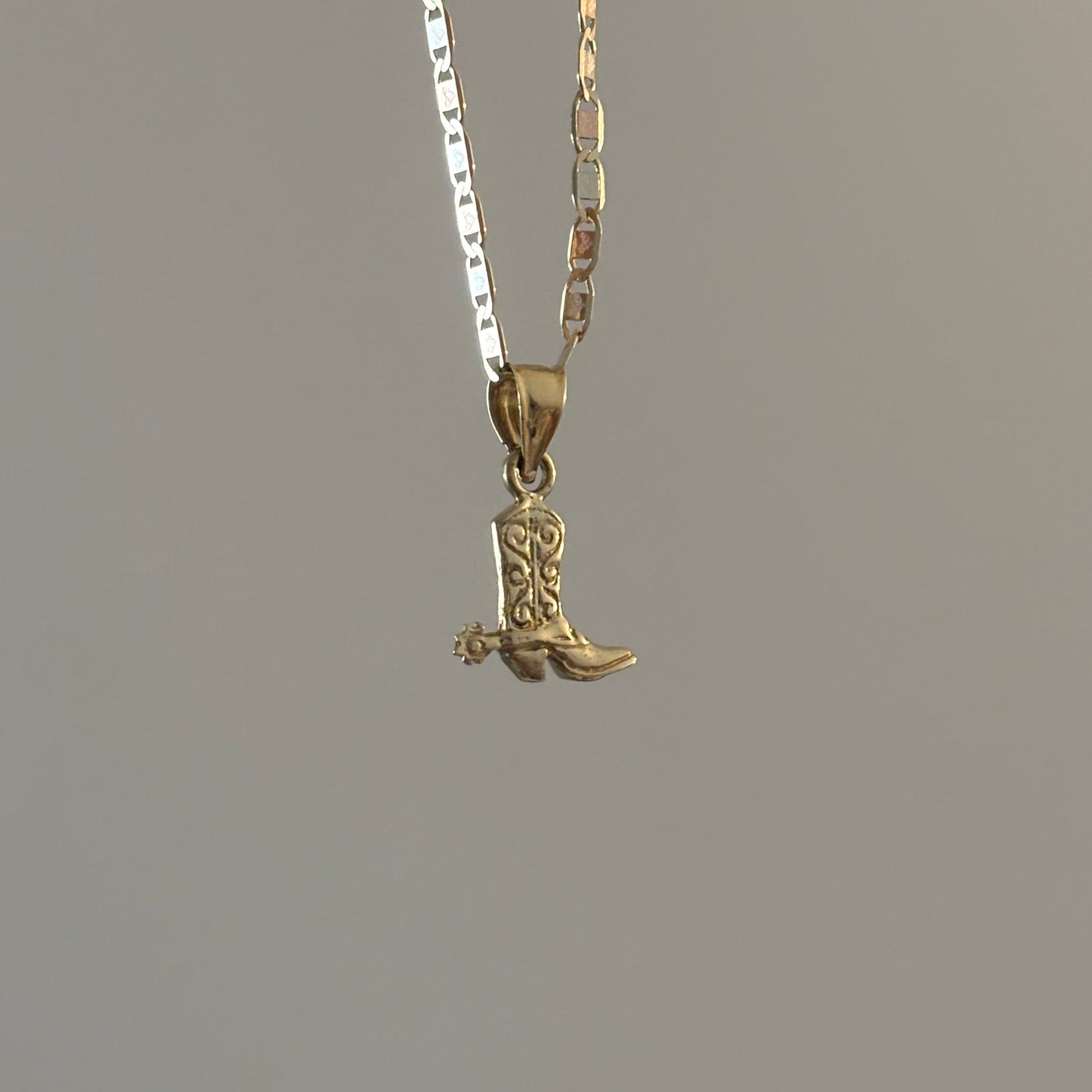 Solid Gold Cowboy Boot Charm Pendant – 10K or 14K Yellow Gold