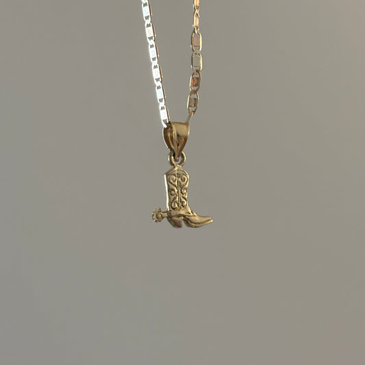 Solid Gold Cowboy Boot Charm Pendant – 10K or 14K Yellow Gold