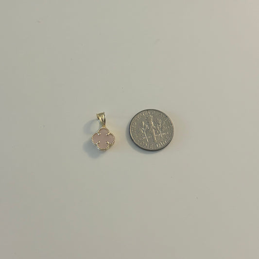 10K Gold Pink Quartz Clover Charm
