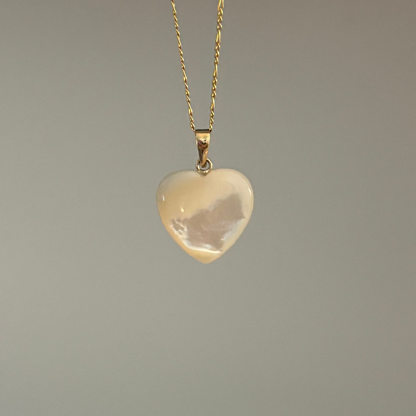 14K Gold Heart Pendant – Mother of Pearl or Green Jade