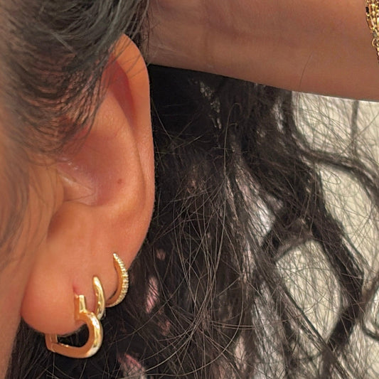 14K Gold Mini Heart Clicker Hoop Earring