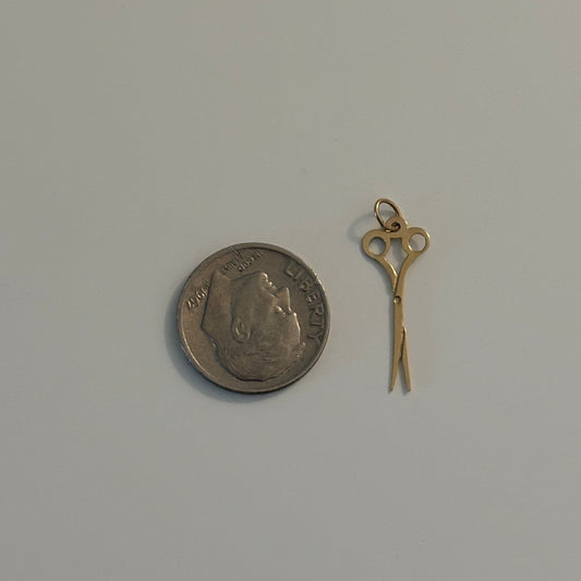 14K Yellow Gold Scissors Charm – Mini Hair Stylist Pendant