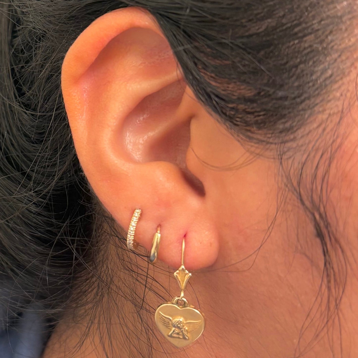 Vintage 14K Gold Cherub Heart Drop Earrings – Michael Anthony