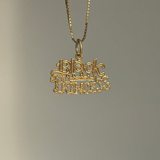 14K Solid Gold “Black Princess” Charm Pendant