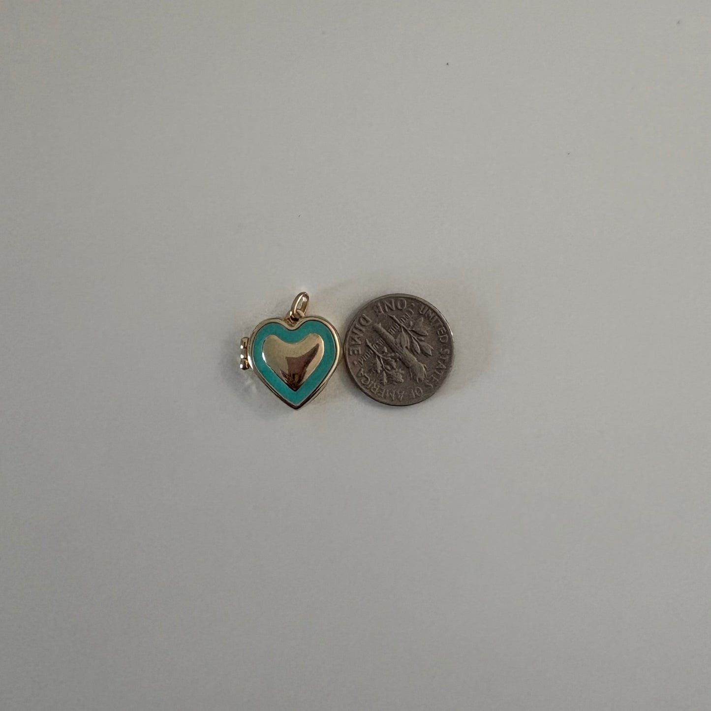 14K Gold Turquoise Enamel Heart Locket