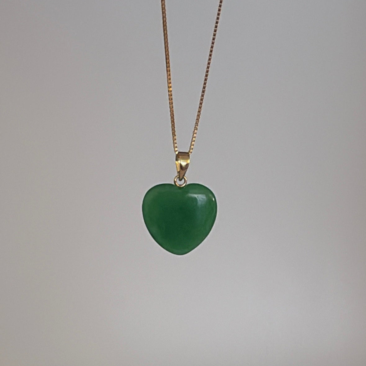 14k Gold Jade & Mother of Pearl Heart Pendants