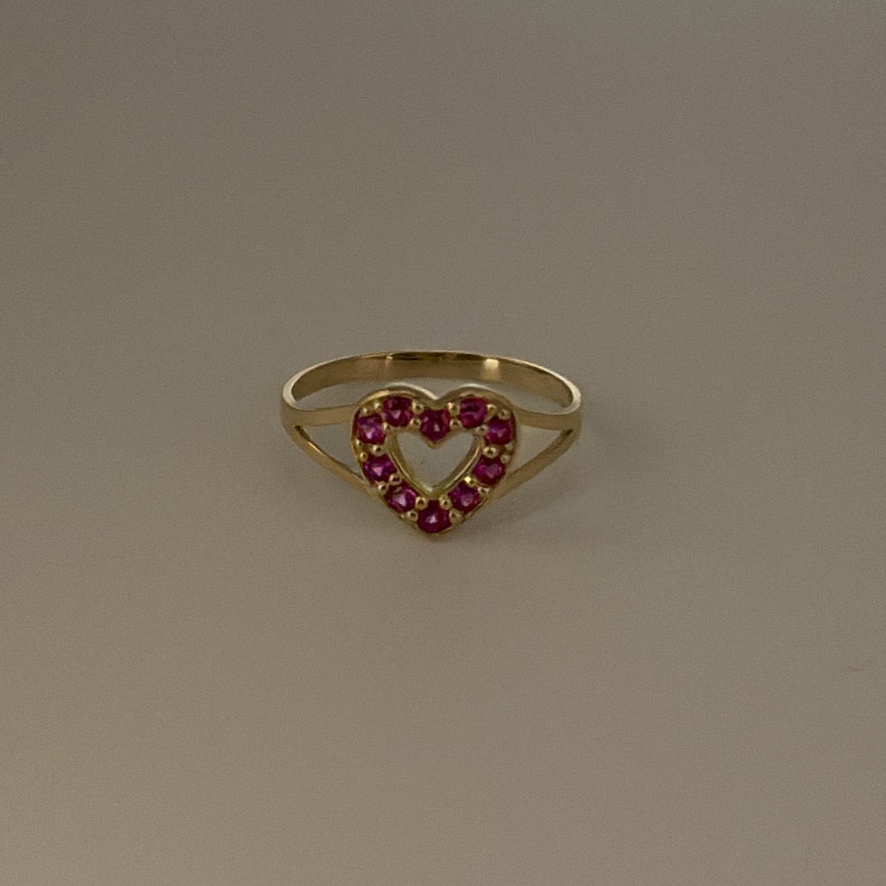 14k red heart ring