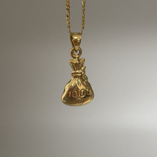 14K solid gold money bag charm