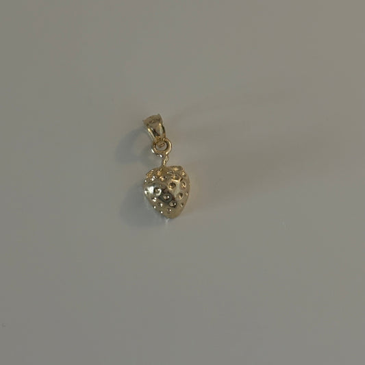 14K Yellow Gold Strawberry Charm – Dainty Fruit Pendant