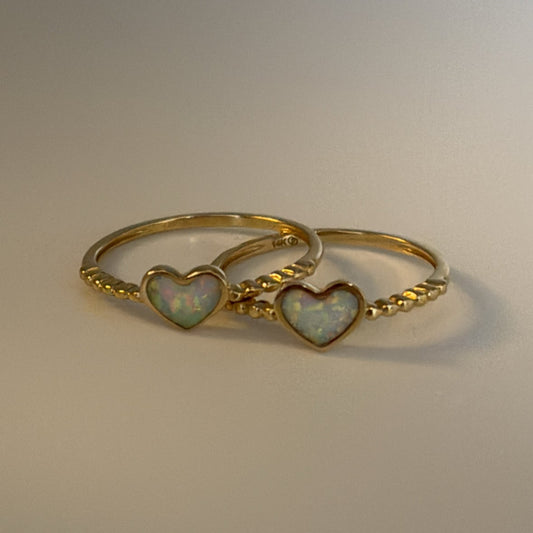 14k opal heart rings