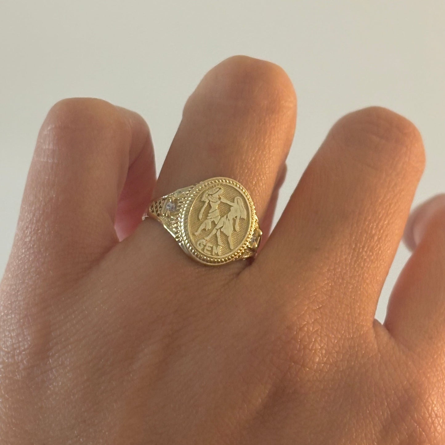 10K Yellow Gold Zodiac Signet Rings with CZ Accents – Scorpio, Sagittarius, Leo, Pisces, Cancer, Virgo, Gemini, Taurus
