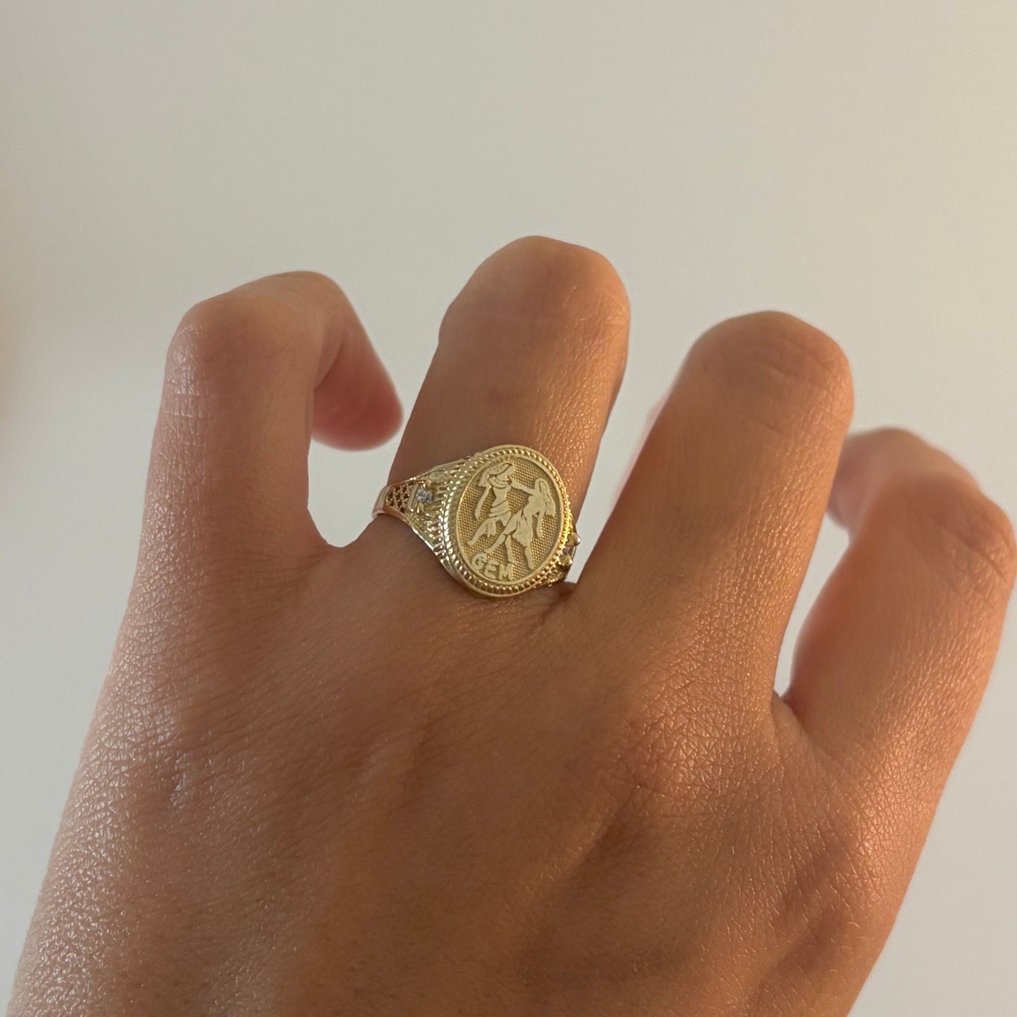 10K Yellow Gold Zodiac Signet Rings with CZ Accents – Scorpio, Sagittarius, Leo, Pisces, Cancer, Virgo, Gemini, Taurus