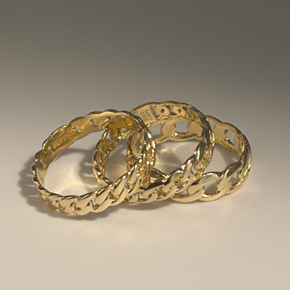 14k solid gold cuban rings