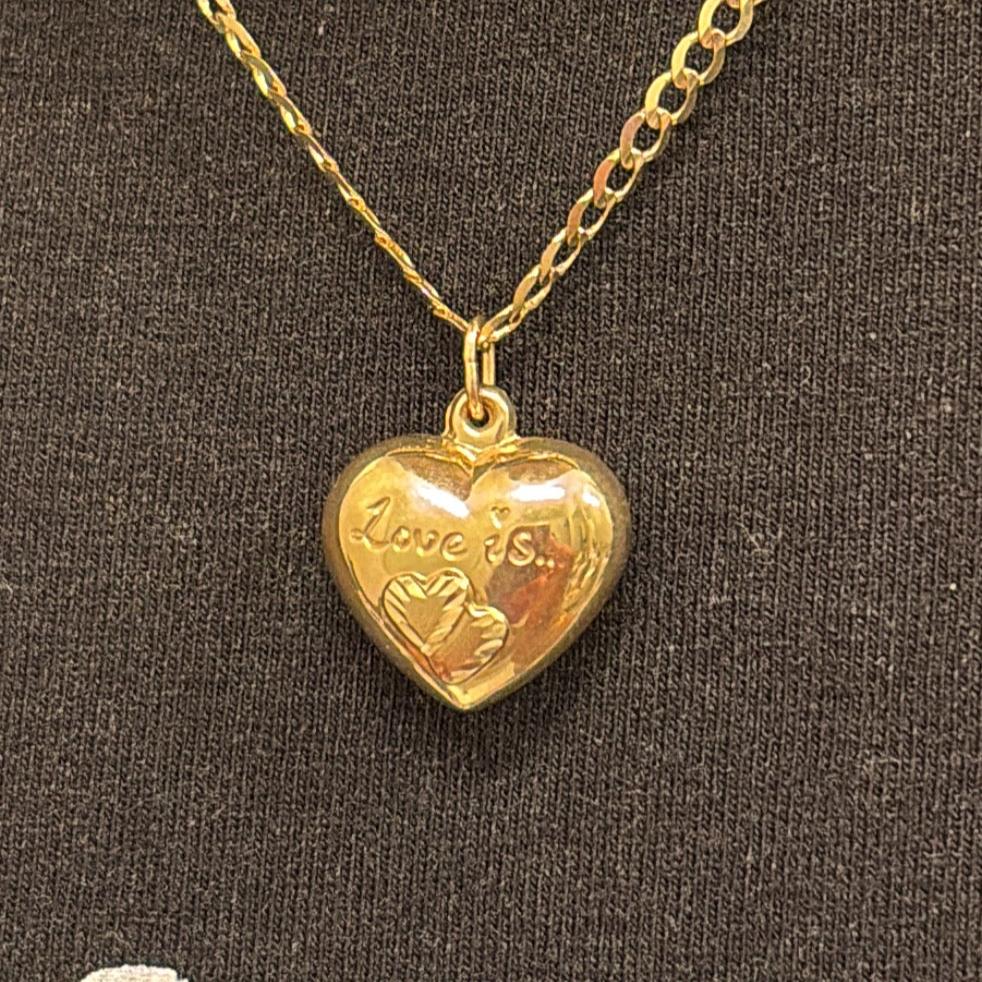 14K love is... puffy heart charms