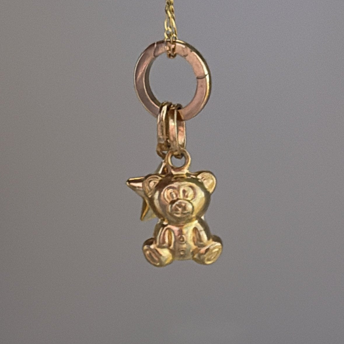 14K Puffy bear charm