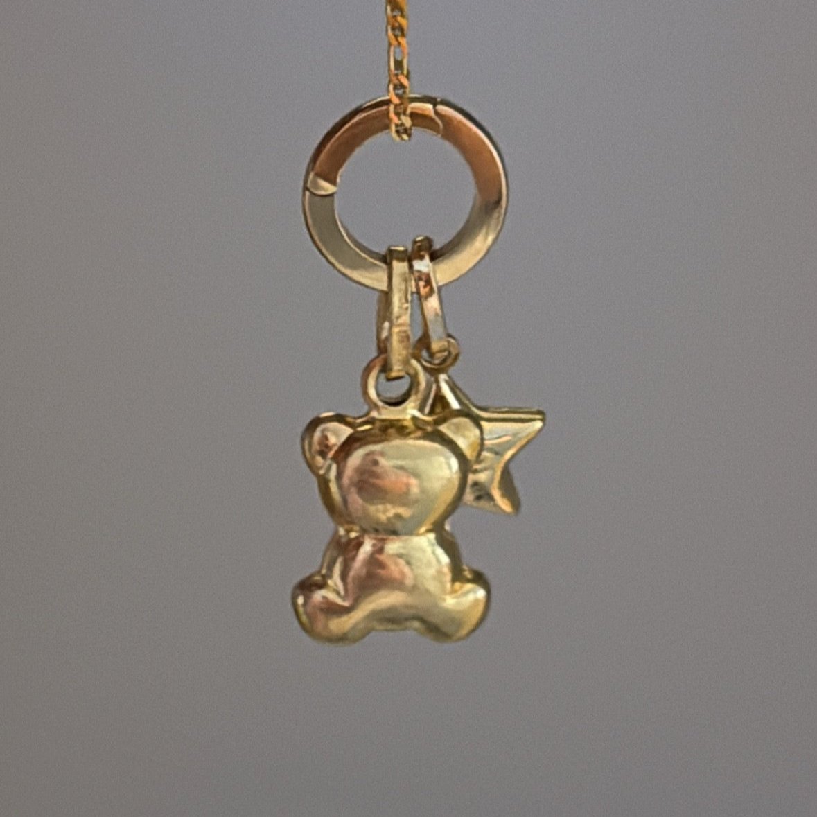 14K Puffy bear charm