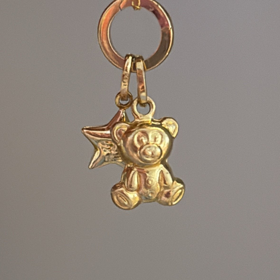 14K Puffy bear charm