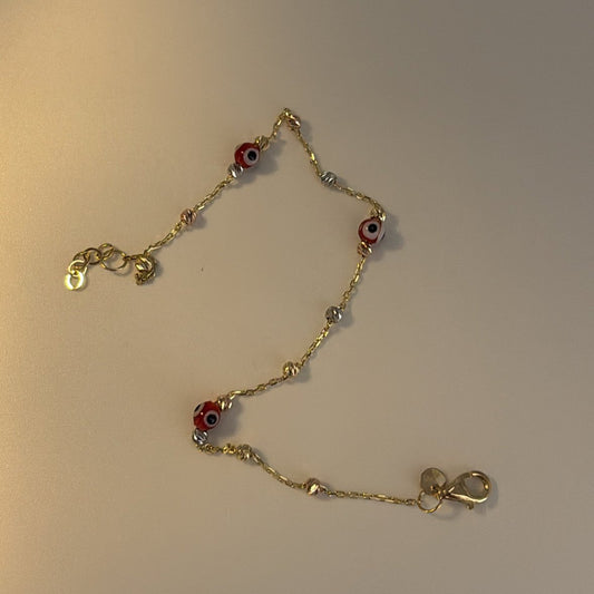 14K evil eye bracelet