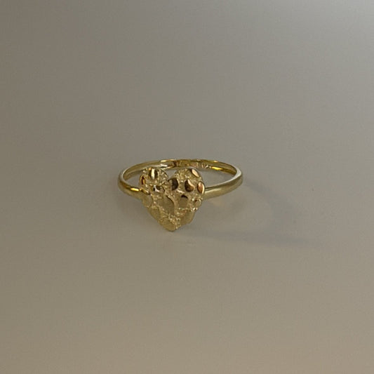 14k heart nugget ring