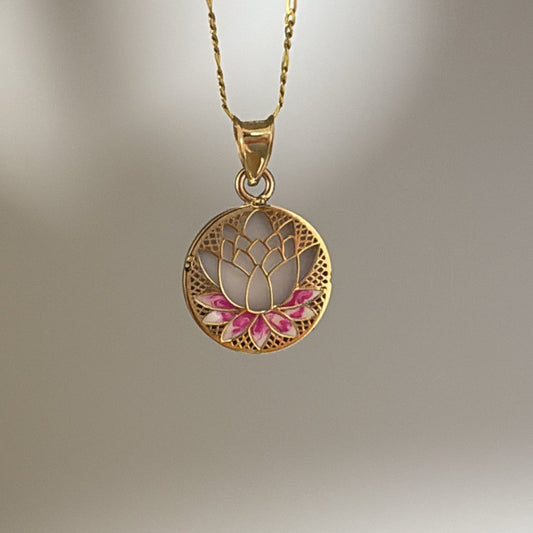 14K solid lotus flower charm