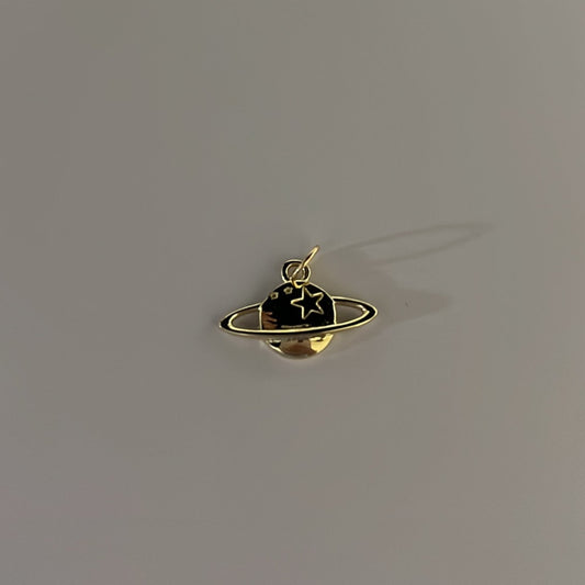 14k solid gold Saturn charm