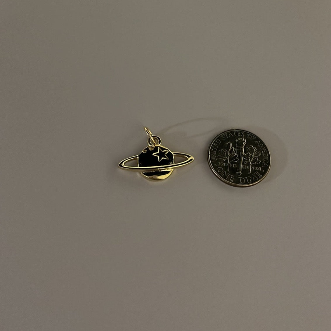 14k solid gold Saturn charm