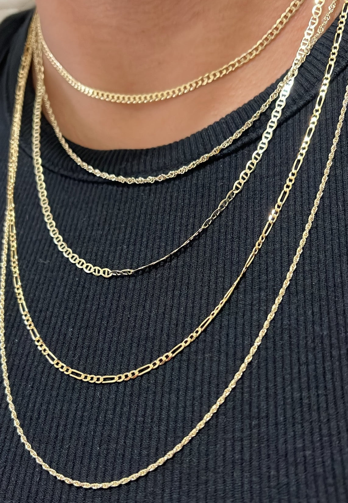 14k solid Figaro chain