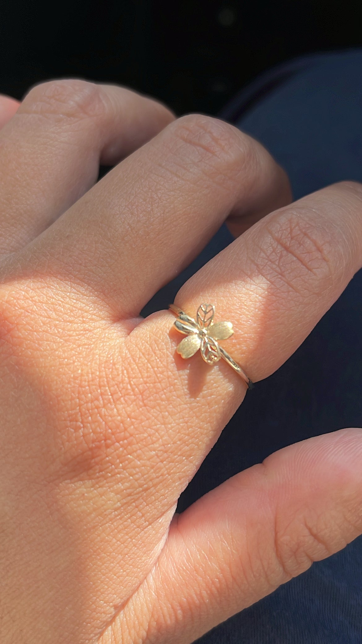 14k solid gold Plumeria ring