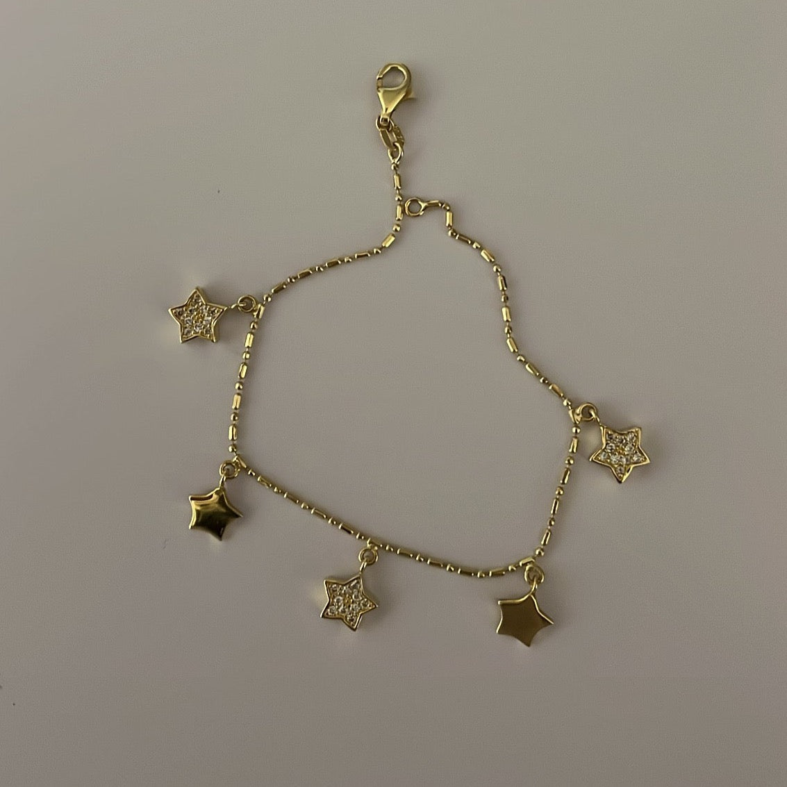 14k solid yellow gold star bracelet