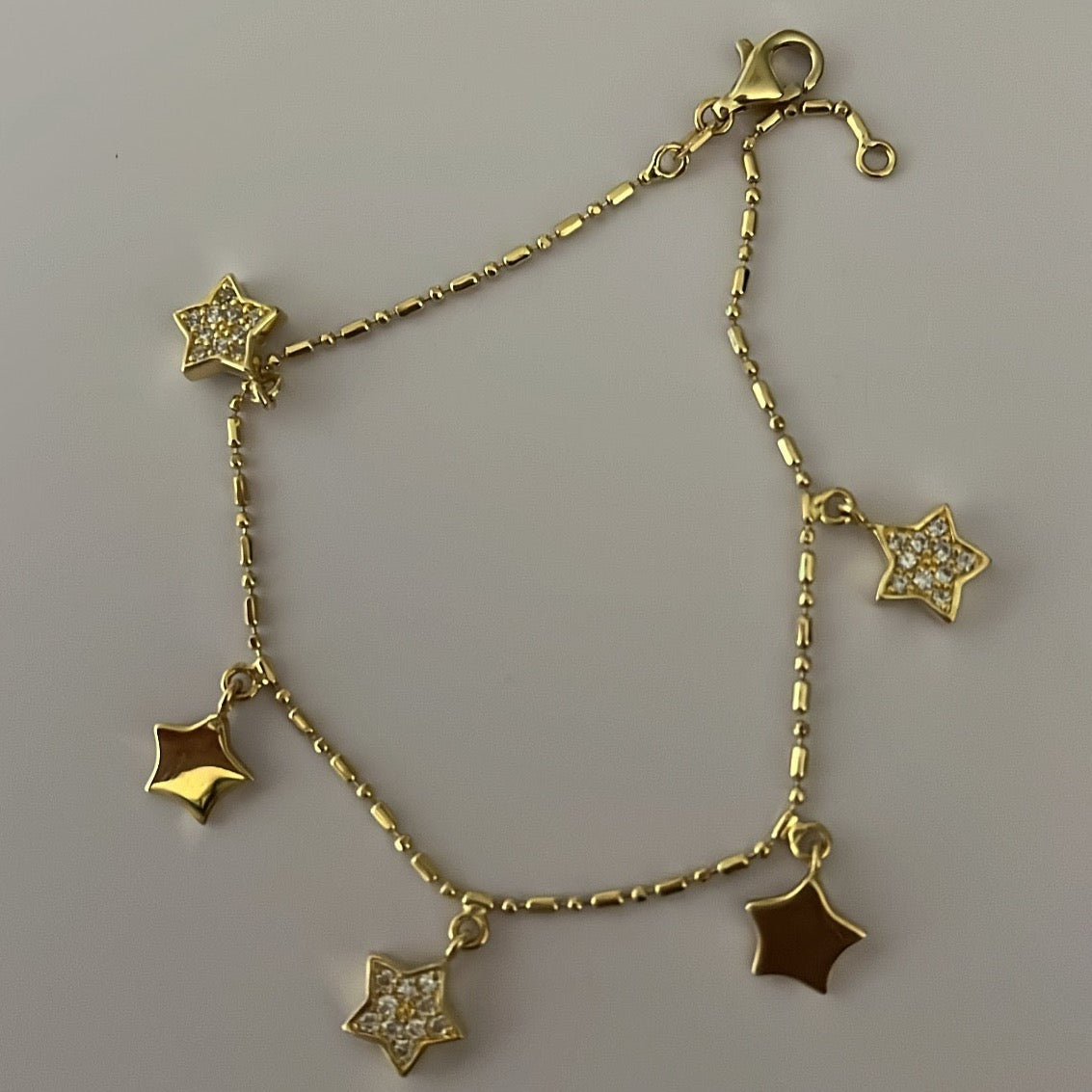 14k solid yellow gold star bracelet