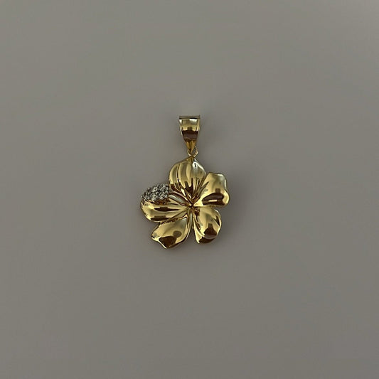 14K Solid gold Hibiscus charm