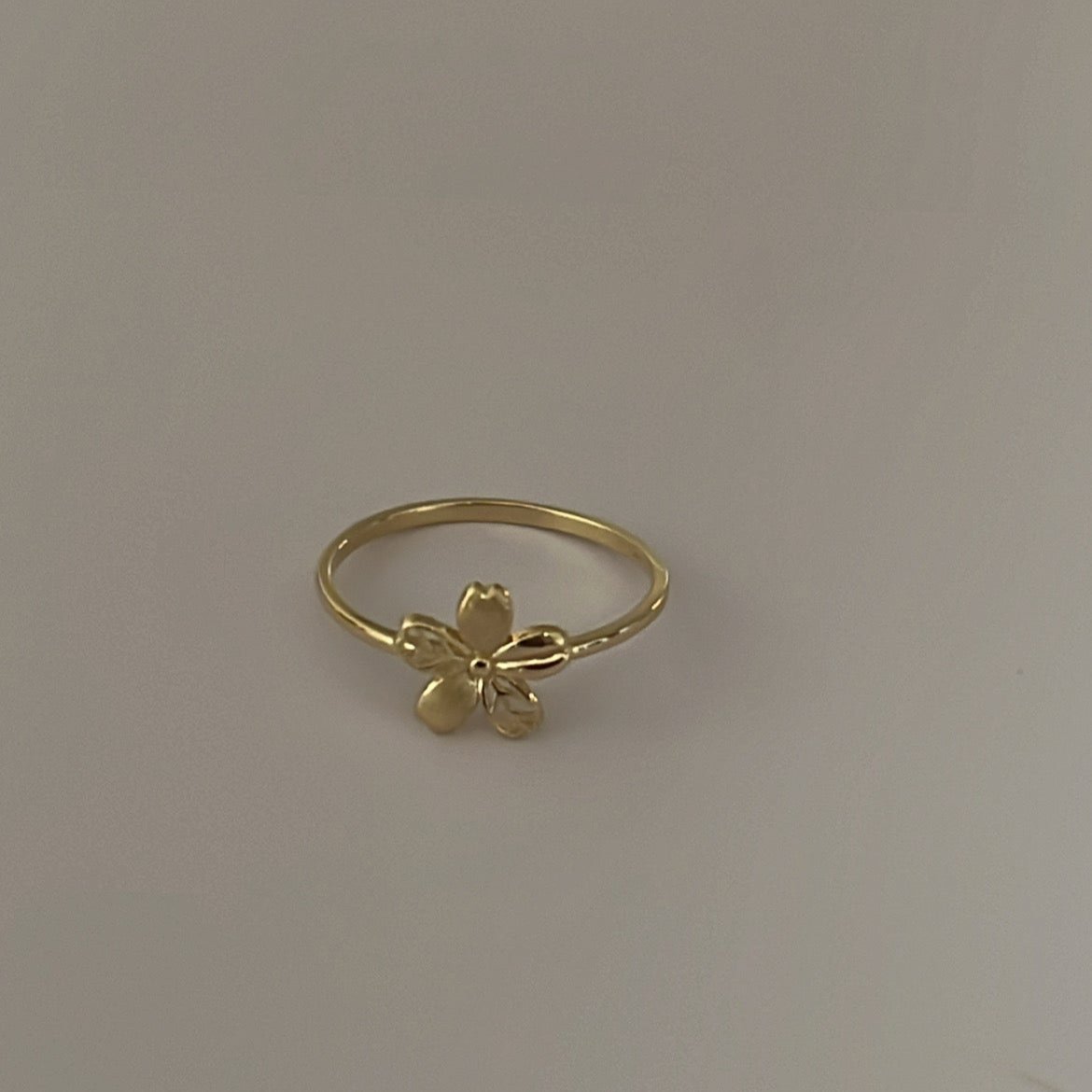 14k solid gold Plumeria ring