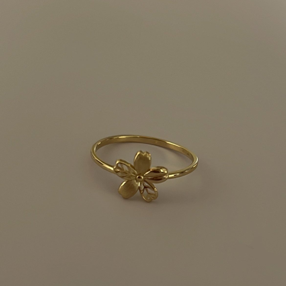 14k solid gold Plumeria ring