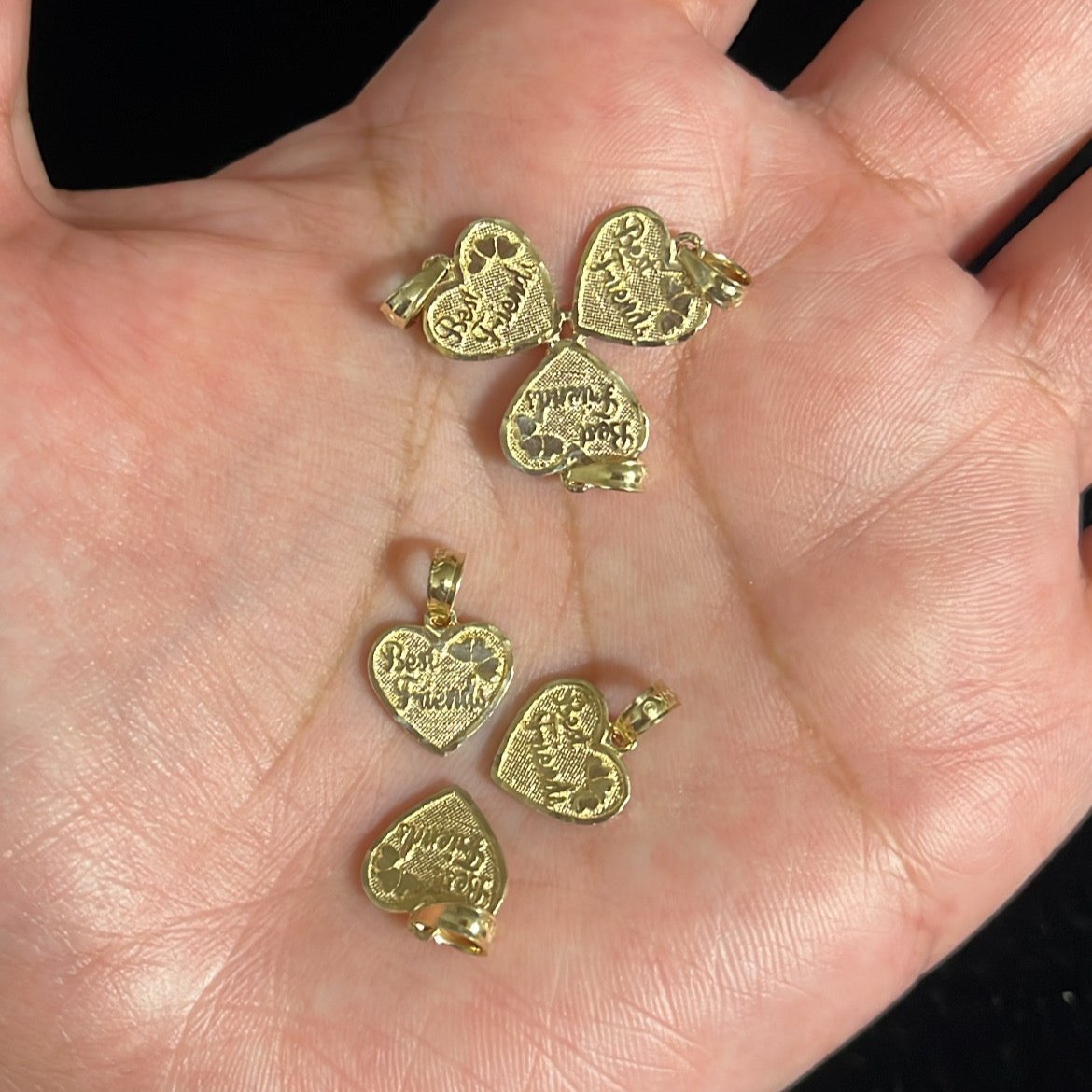 14k solid gold (3) best friends break-apart charms