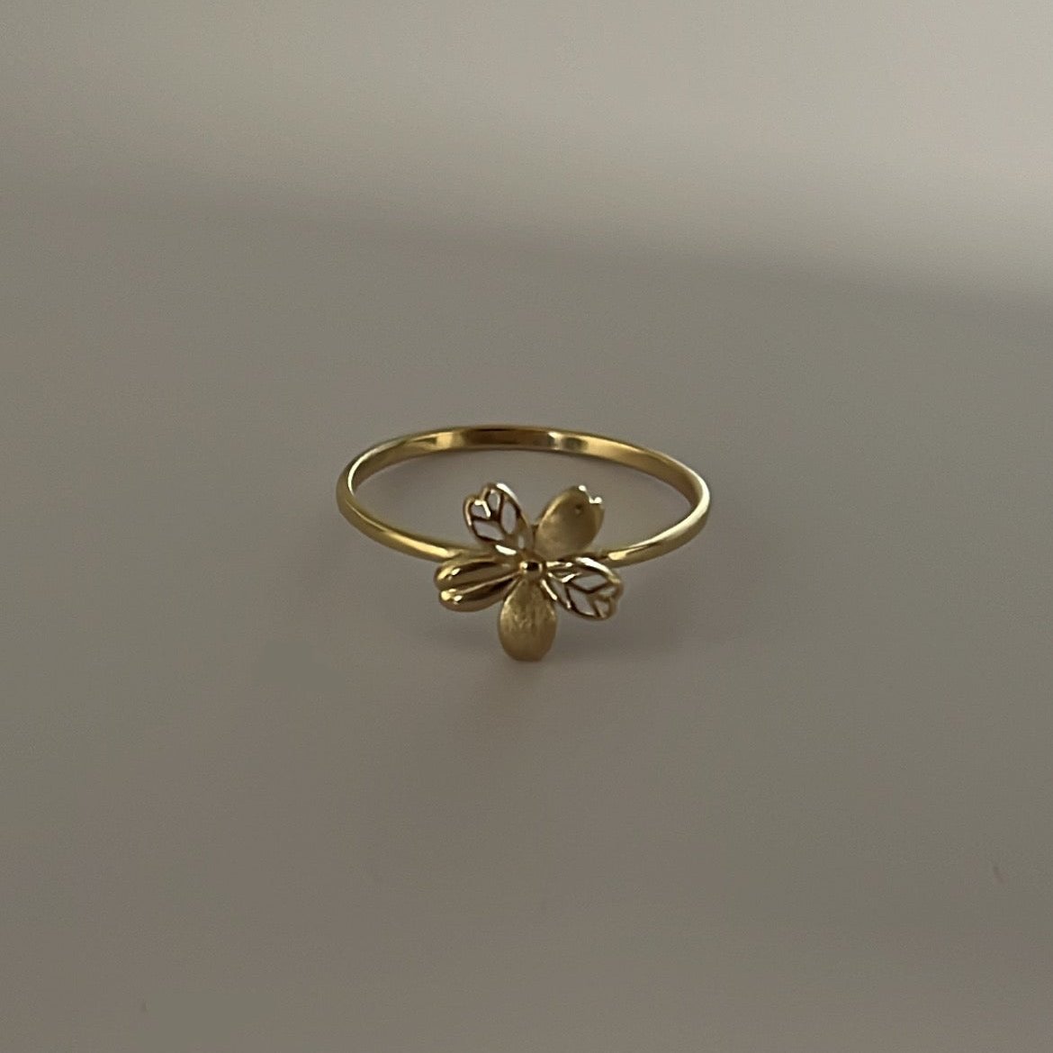 14k solid gold Plumeria ring