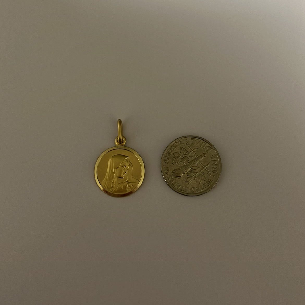 14k solid gold virgencita charm