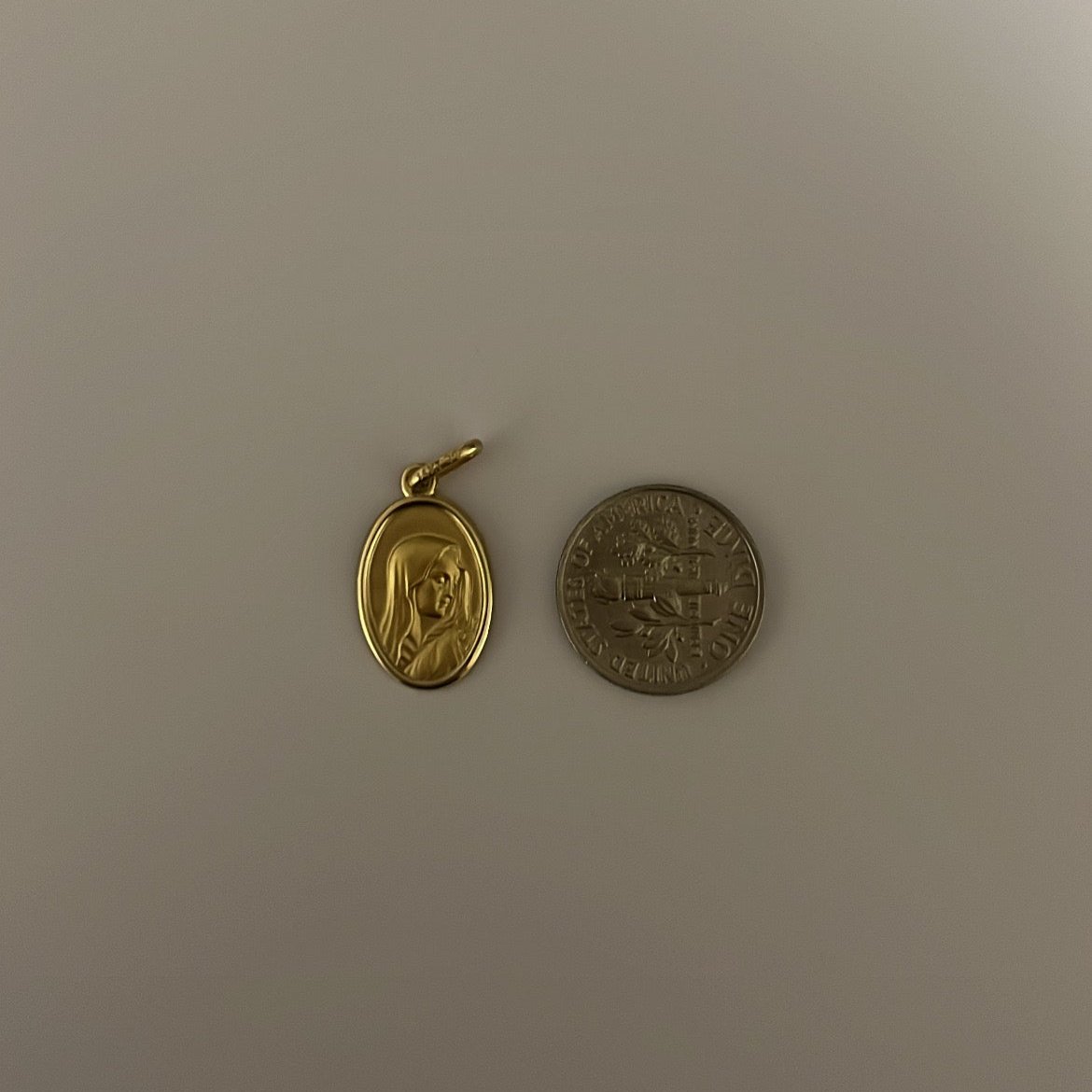 14k solid gold virgencita charm