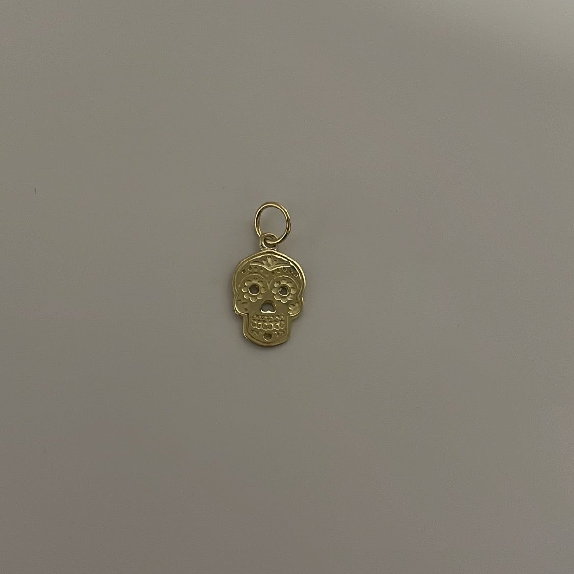 14K solid Sugar skull charm