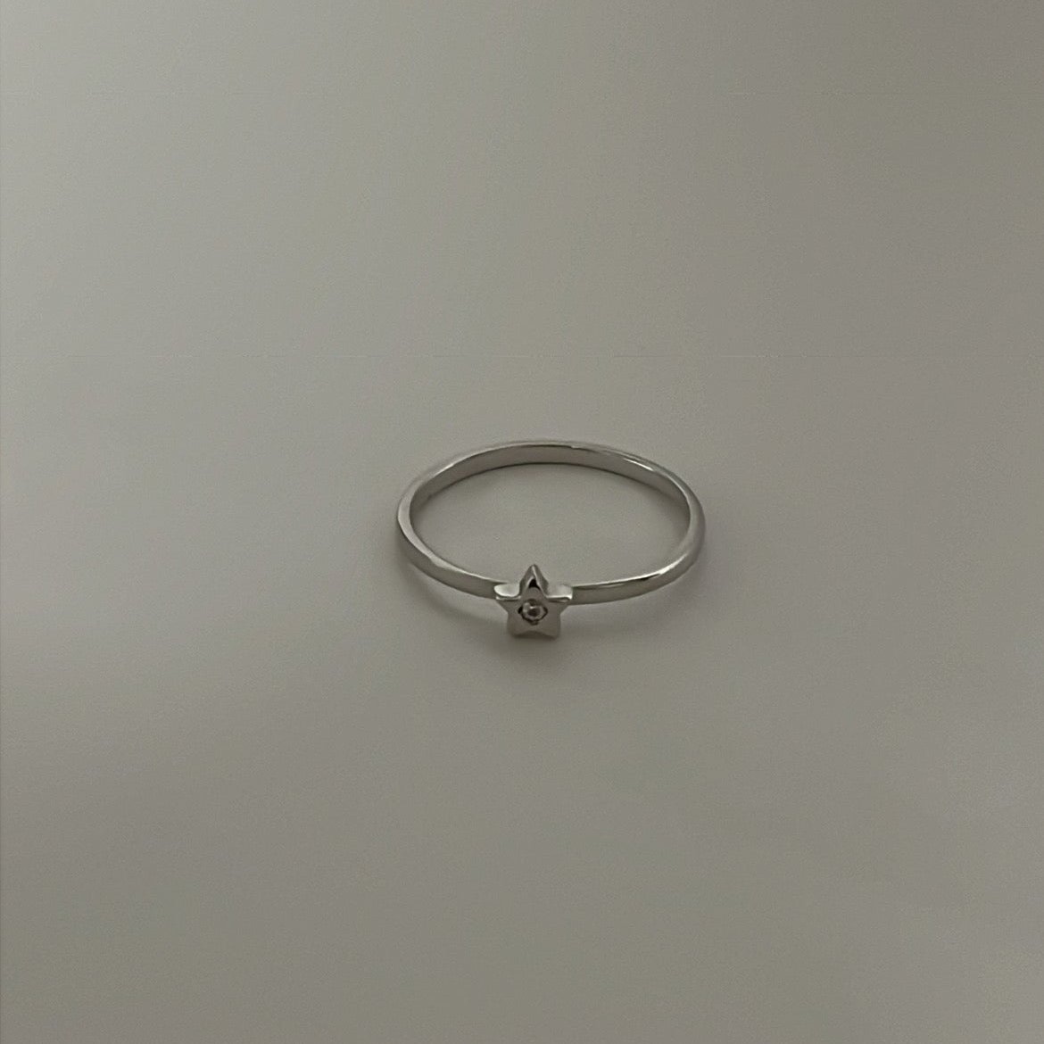 14k solid white gold star ring