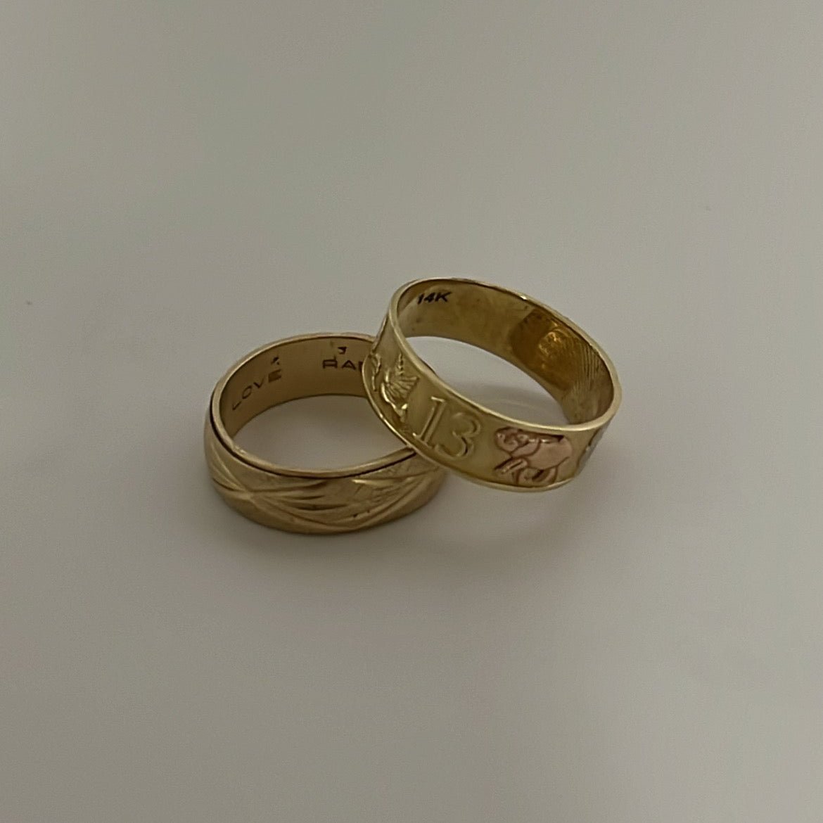 14k solid gold lucky band ring