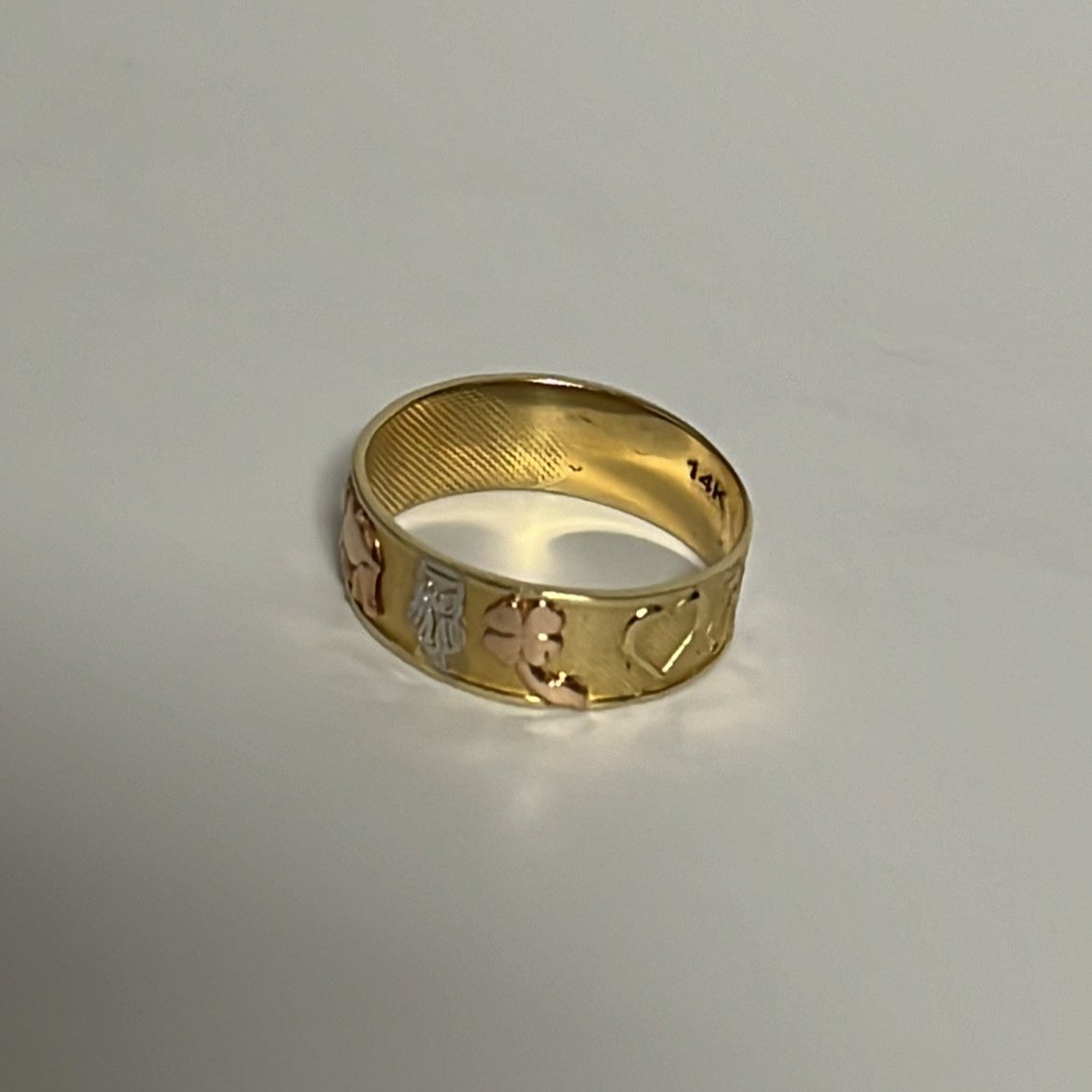 14k solid gold lucky band ring