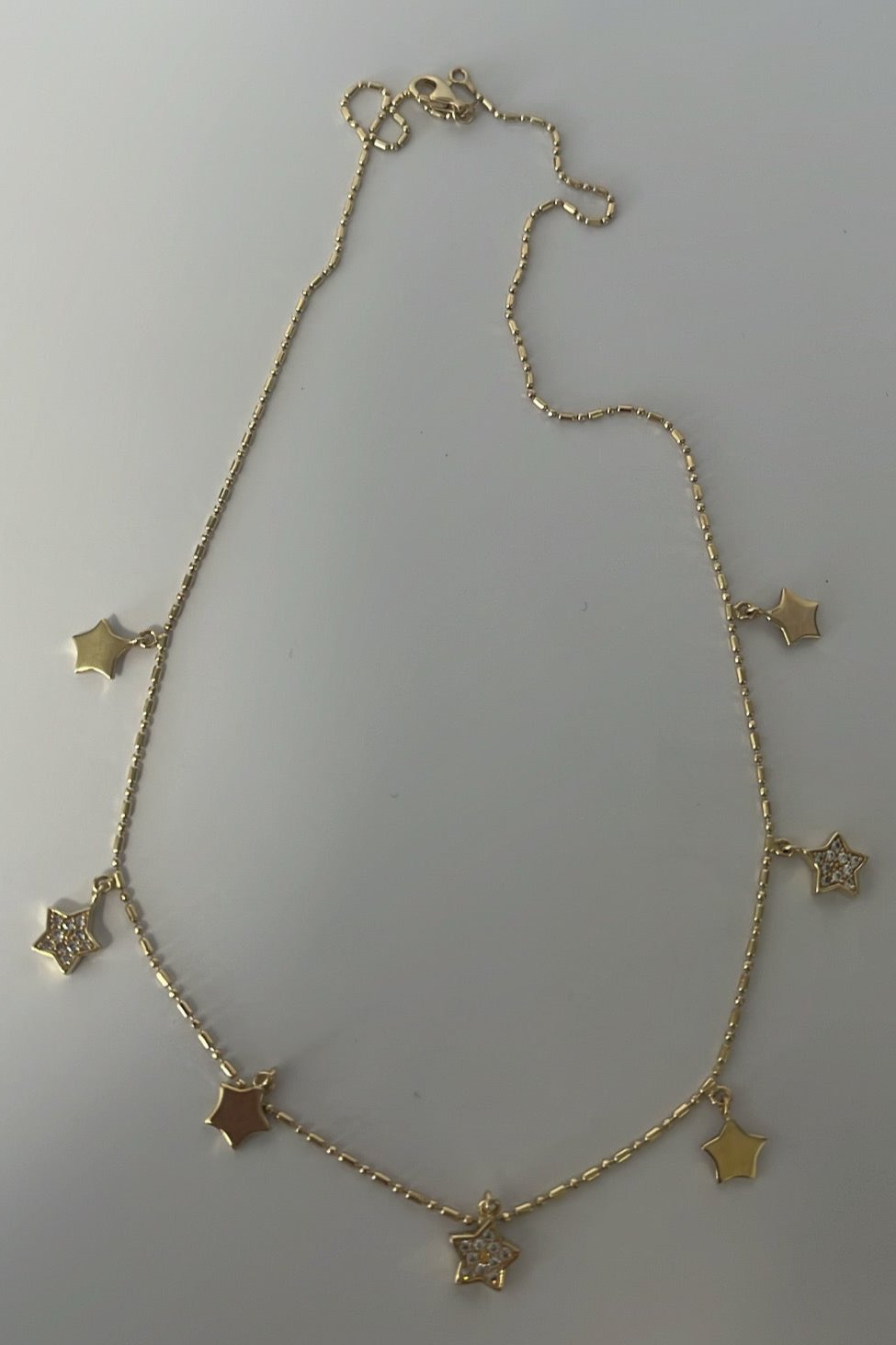 14k solid yellow gold star necklace