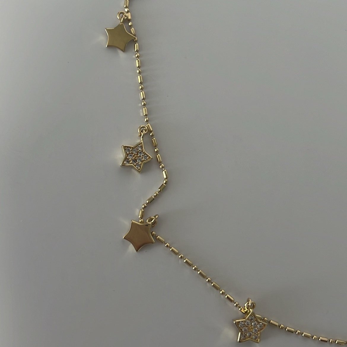 14k solid yellow gold star necklace